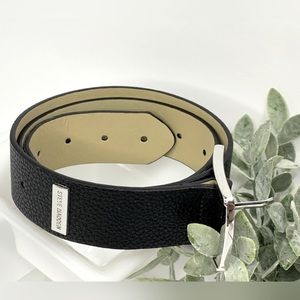 Steve Madden Black Leather Belt with Silver Buckle Sz Lrg